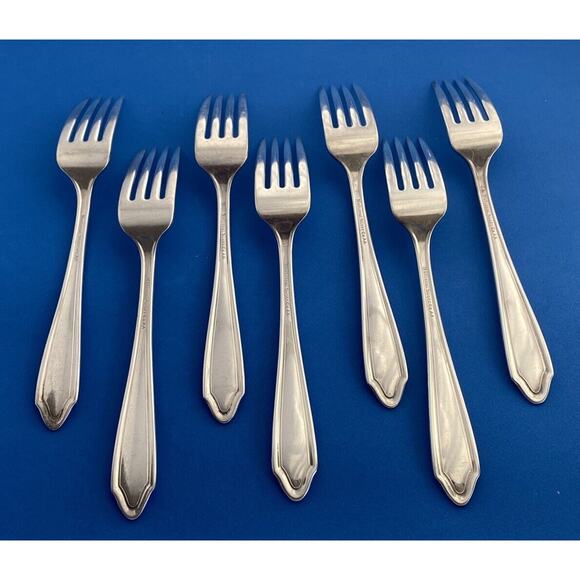 National Silver Company AA 7 1/2” Dinner Forks Flatware Set of 7 Vintage - Picture 7 of 15